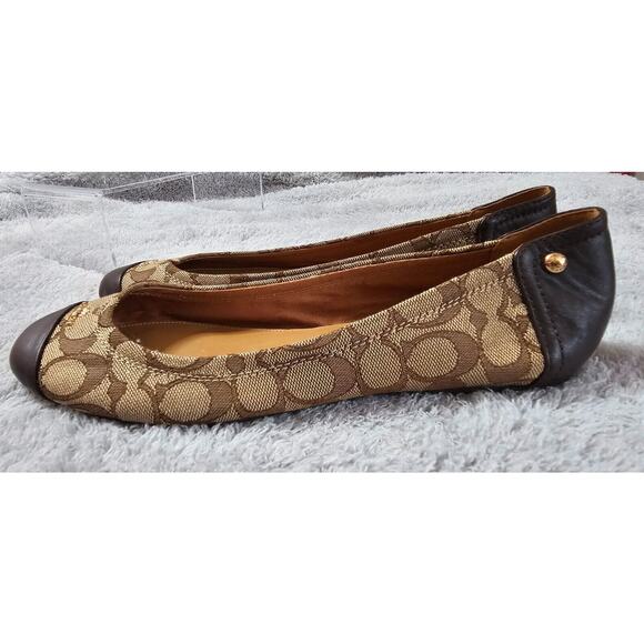 COACH Women's Signature Brown Jacquard Chelsea Slip-On Ballet Flat Sz 10 - Picture 3 of 7